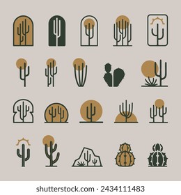 Elementos de cactus o cactus para su logotipo, patrones u otros proyectos de diseño