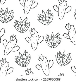 Cactus cacti succulent seamless print cover background pattern doodle line hand drawn style abstract graphic design concept illustration