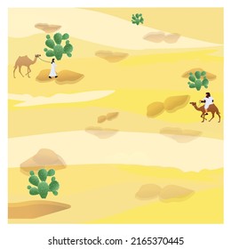 cactus camel arabian desert illustration.