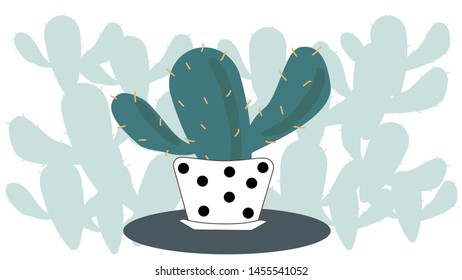 Cactus cartoon character. Flat vector isolated illustration. Design for postcard, website, online market and logo. Easy to adjust color.