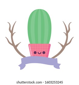 cactus cartoon design, Kawaii expression cute character funny and emoticon theme Vector illustration