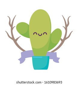 cactus cartoon design, Kawaii expression cute character funny and emoticon theme Vector illustration