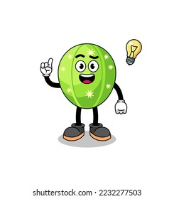 cactus cartoon with get an idea pose , character design