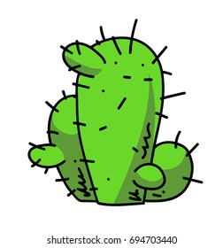 Cactus cartoon hand drawn image. Original colorful artwork, comic childish style drawing.