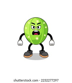 cactus cartoon illustration with angry expression , character design