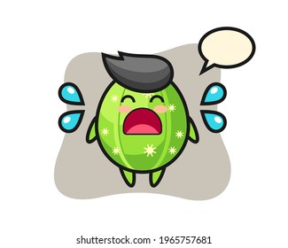 Cactus cartoon illustration with crying gesture, cute style design for t shirt, sticker, logo element