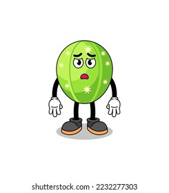 cactus cartoon illustration with sad face , character design