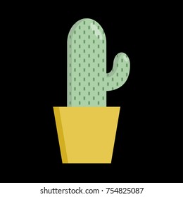 Cactus cartoon illustration vector on black background.