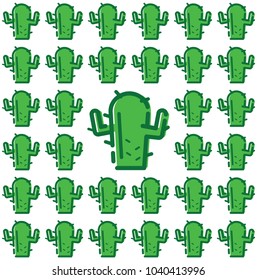 Cactus cartoon mbe style pattern