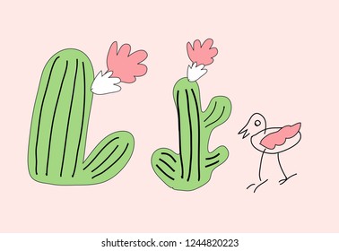 cactus cartoon vector drawing