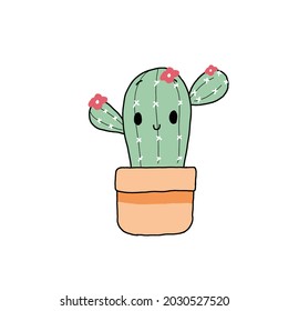 cactus cartoon vector illustration isolated on white background ,digital art