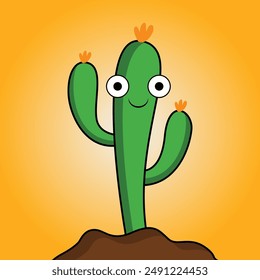 Cactus cartoon vector illustration, isolated flat object vector, flat cartoon