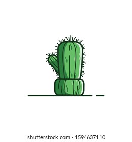 Cactus cartoons on white background