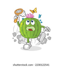 the cactus catch butterfly illustration. character vector