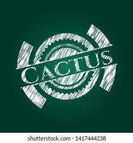 Cactus chalkboard emblem written on a blackboard. Vector Illustration. Detailed.