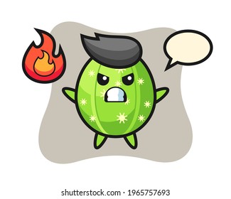 Cactus character cartoon with angry gesture, cute style design for t shirt, sticker, logo element