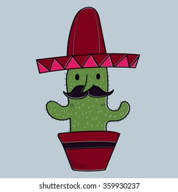 Cactus character cartoon vector flat

