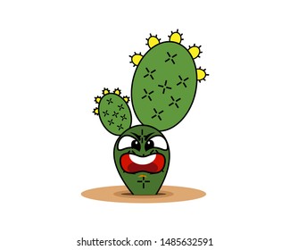 Cactus character cartoon. Vector illustration.