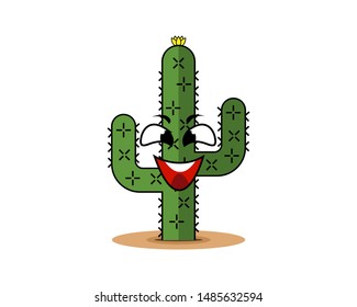Cactus character cartoon. Vector illustration.