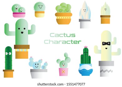 Cactus character Collection, vector Illustration.