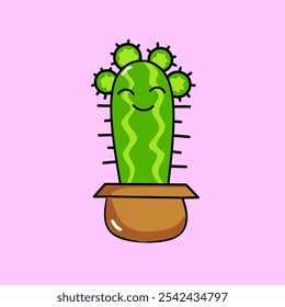 cactus character cute kawaii. vector cartoon illustration isolated.