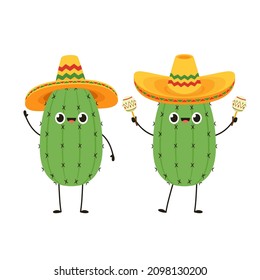 Cactus character design. Cactus cartoon vector.