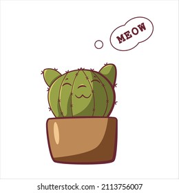 Cactus character design. Funny cute cactus emotions for web, app, print, stickers.Vector illustration.