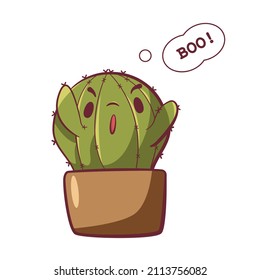 Cactus character design. Funny cute cactus emotions for web, app, print, stickers.Vector illustration.