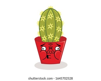 Cactus character on a white background