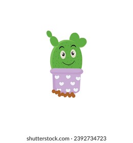 Cactus character. Vector illustration. Vector color sticker for teen with funny cartoon character. Hand drawn illustration with cool smiling cactus in comics style