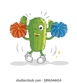 Cactus cheerleader cartoon. cartoon mascot vector