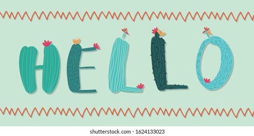 Cactus children cute slogan illustration