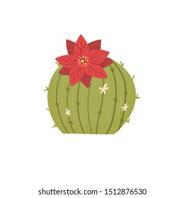 Cactus christmas tree. Modern flat concept. Cute vector greeting card, print, label, poster, sign. 