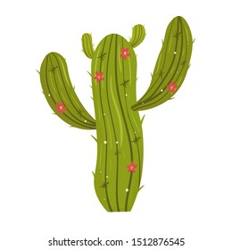 Cactus christmas tree. Modern flat concept. Cute vector greeting card, print, label, poster, sign. 