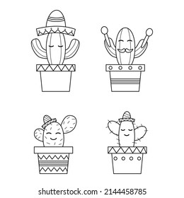 Cactus Cinco De Mayo Outline Suitable for Kids Coloring page