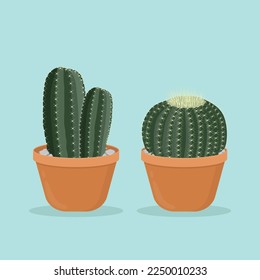 Cactus in clay pot illustration