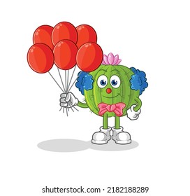 the cactus clown with balloons vector. cartoon character