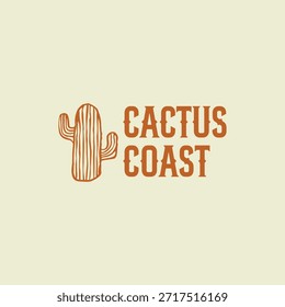 Cactus coast logo design vector illustration