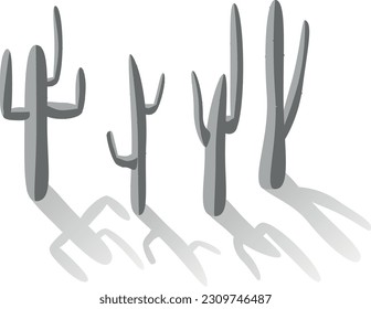 Cactus collection hand drawing vector illustration. Set of cacti	