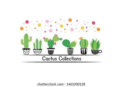 cactus collection on white background. icons, vector, illustration
