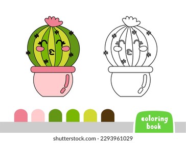 Cactus Coloring Book for Kids Page for Books, Magazines, Doodle Vector Template