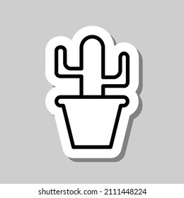 Cactus colour simple icon vector. Flat desing. Sticker with shadow on gray background.ai