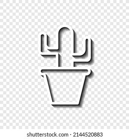 Cactus colour simple icon vector. Flat desing. White with shadow on transparent grid.ai