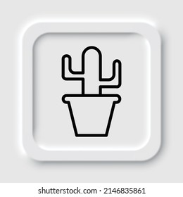 Cactus colour simple icon vector. Flat design. Neumorphism design.ai
