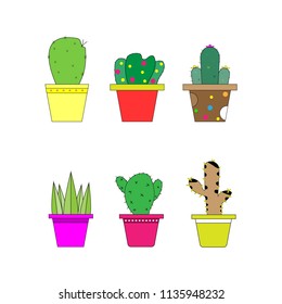 Cactus colourful set. Cactus Vecctor.