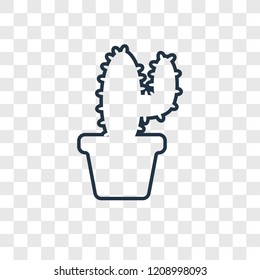 Cactus concept vector linear icon isolated on transparent background, Cactus concept transparency concept in outline style