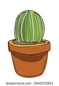 Cacto em desenho de linha contínua sobre um fundo branco.