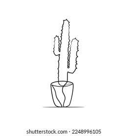 Dibujo continuo de una línea de arte, dibujo de una línea de cactus