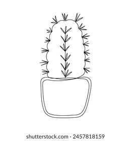 Cactus in continuous one line art for summer poster. Vector hand drawing outline desert plant illustration .