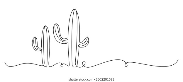 Cactus in Continuous One Line art style. Cinco de Mayo vector elements